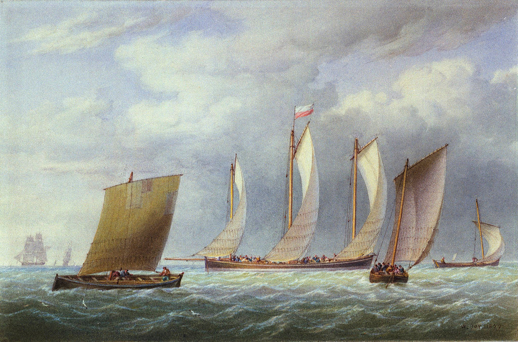Detail of A lugger with other small craft in a fresh breeze by William Joy