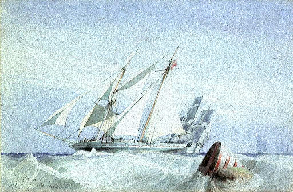 Detail of 'Nymph'. Yacht belonging to Lord Harborough, 1834 by Richard Calvert Jones