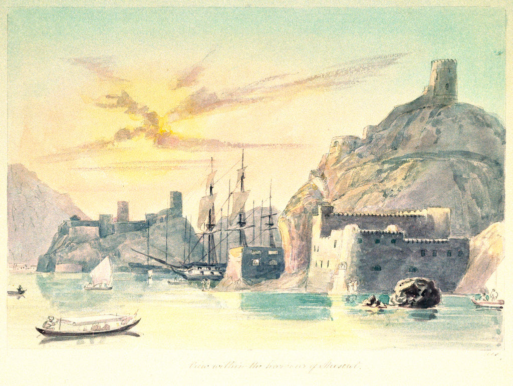 Detail of View within the harbour at Muscat by Charles Hamilton Smith