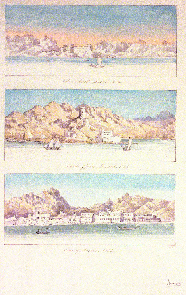 Detail of Three watercolours of Muscat by Charles Hamilton Smith