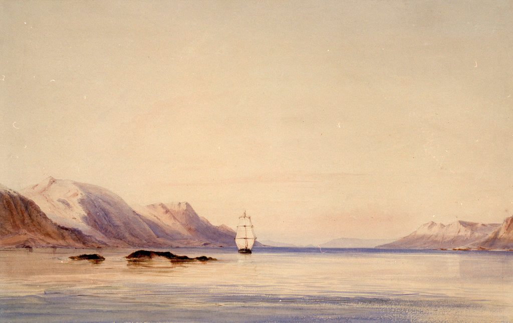 Detail of The survey ship HMS 'Beagle' in Beagle Channel, Tierra del Fuego by Conrad Martens