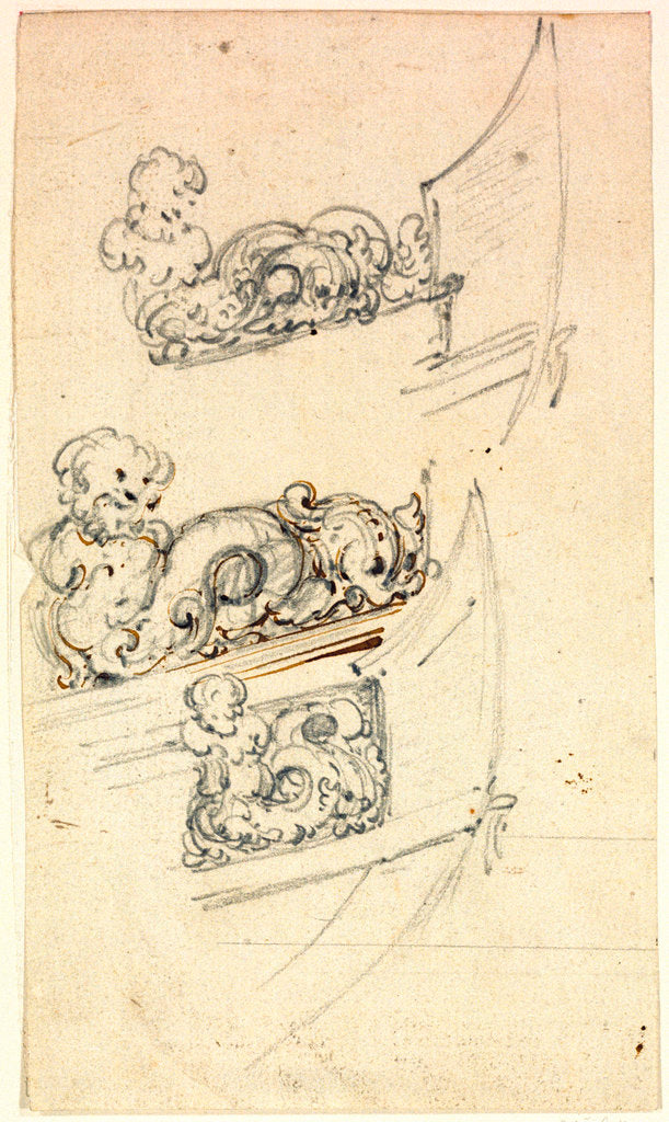 Detail of Decoration of the head (for a yacht to be built for the Van de Veldes) by Willem Van de Velde the Younger