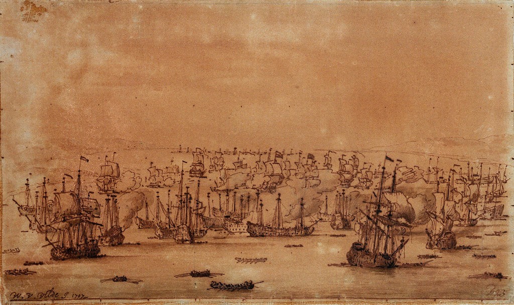Detail of The action at Vigo from the eastward by Willem Van de Velde the Younger