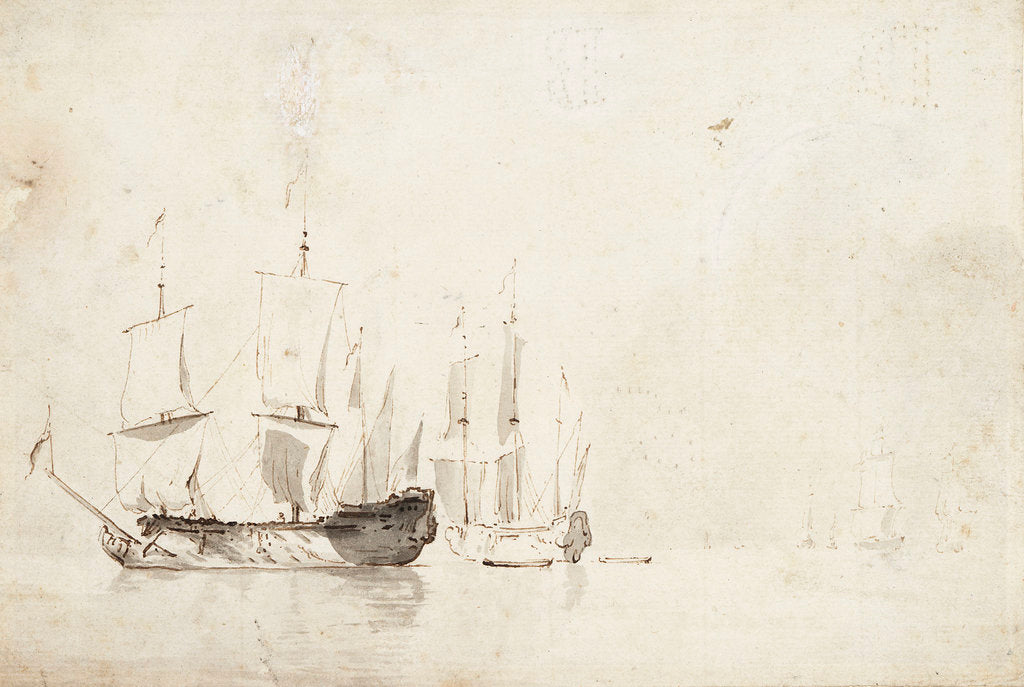 Detail of English ships becalmed by Willem Van de Velde the Younger