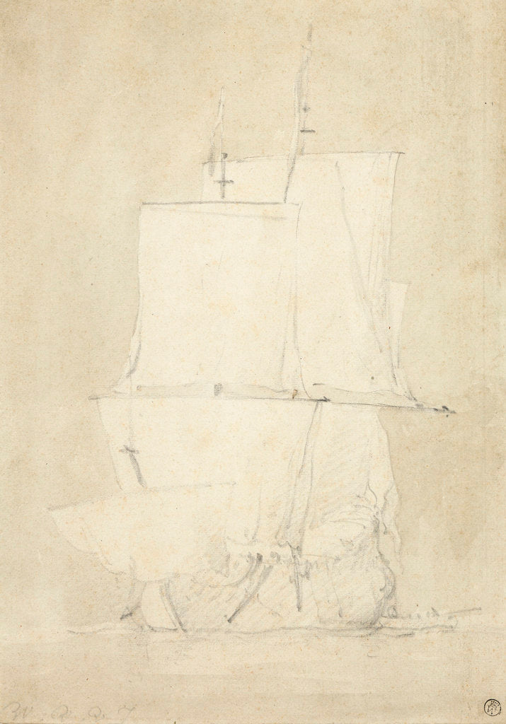 Detail of An English ship becalmed by Willem Van de Velde the Younger