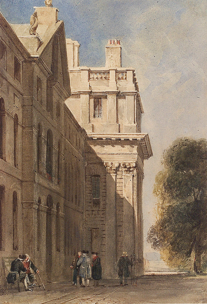 Detail of The eastern side of the Queen Anne Court, Greenwich Hospital by David Cox Junior
