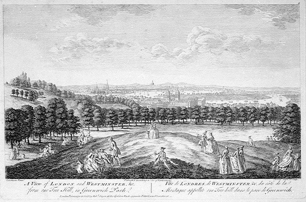 Detail of A View of London and Westminster, &c. from One Tree Hill, in Greenwich Park by Pieter Tillemans