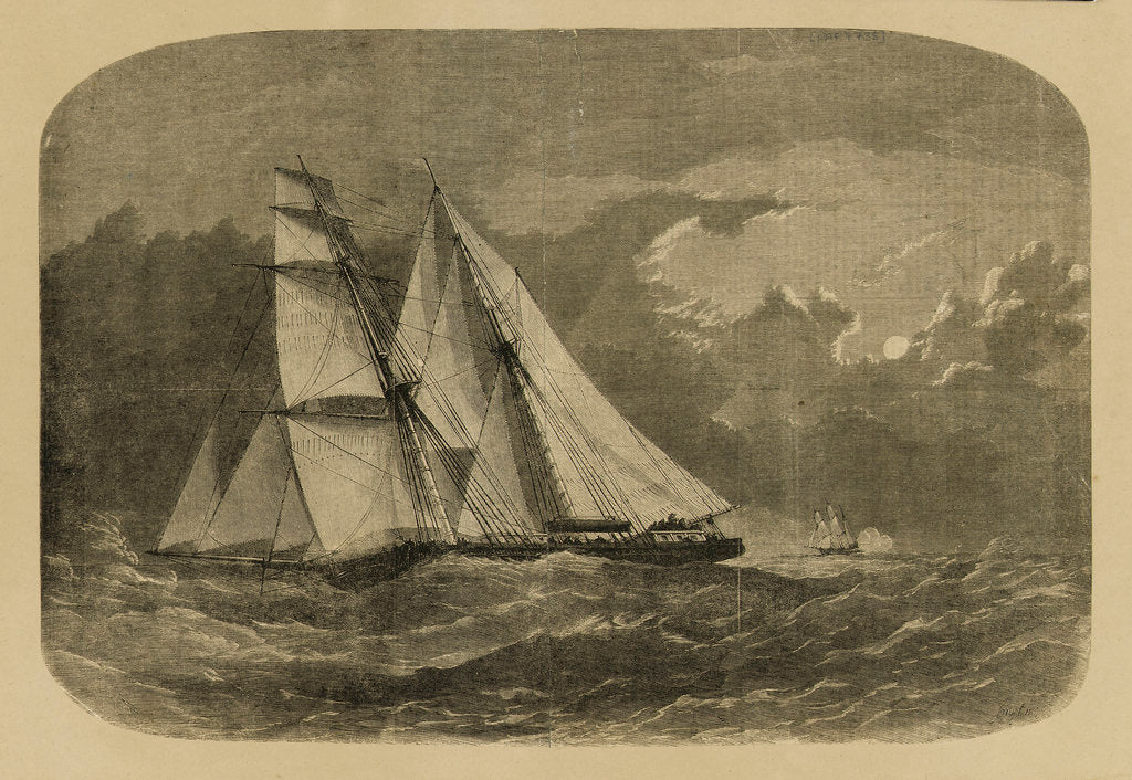 Detail of Night chase of the brigantine slaver Windward by HM steam-sloop Alecto by Smythe