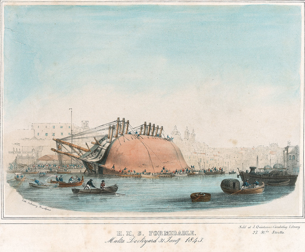 Detail of HMS 'Formidable' Malta Dockyard 31 January 1843 by Schranz Brothers