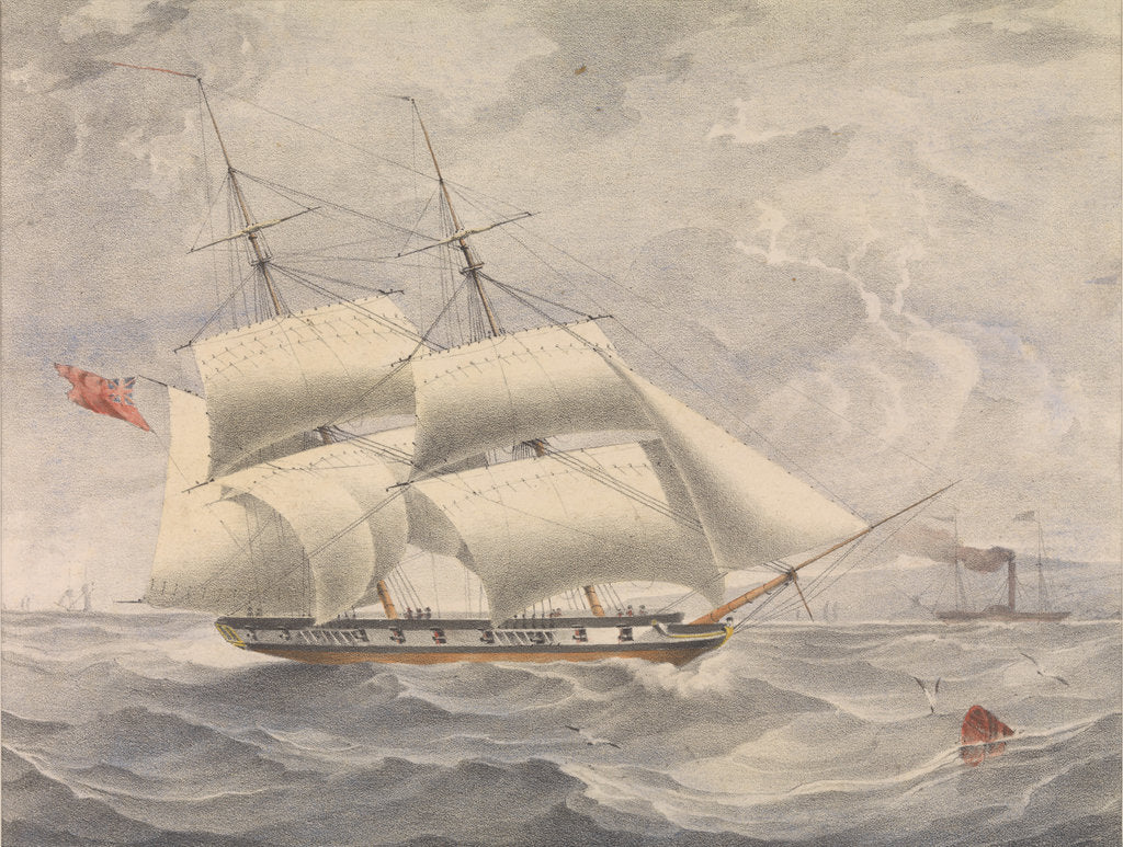 Detail of The brig-sloop HMS 'Fantome' by N. E. Deey [artist & engraver]; George Edward Madeley [printer]; T. Gillard [publisher]