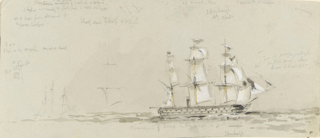 Detail of HMS 'Edinburgh', 14 March 1854 by Oswald Walter Brierly