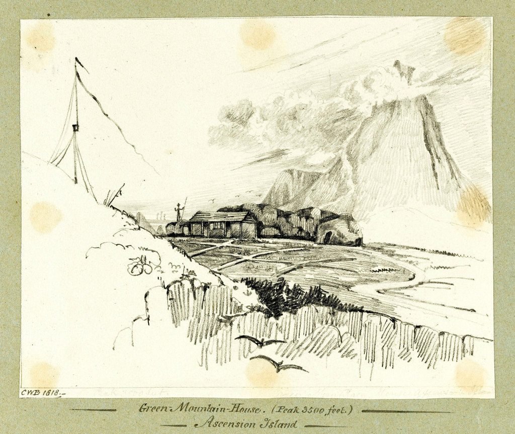Detail of Green Mountain House (Peak 3500 feet) Ascension Island by C. W. Browne