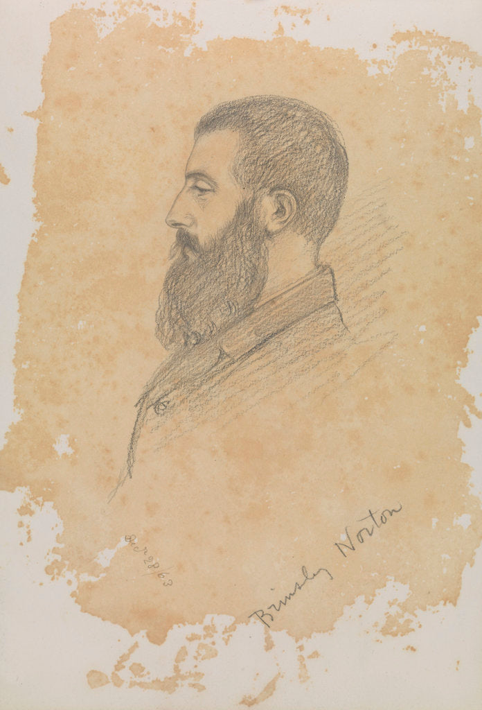 Detail of Portrait sketch of bearded man, inscribed 'Brinsley Norton' by John Brett