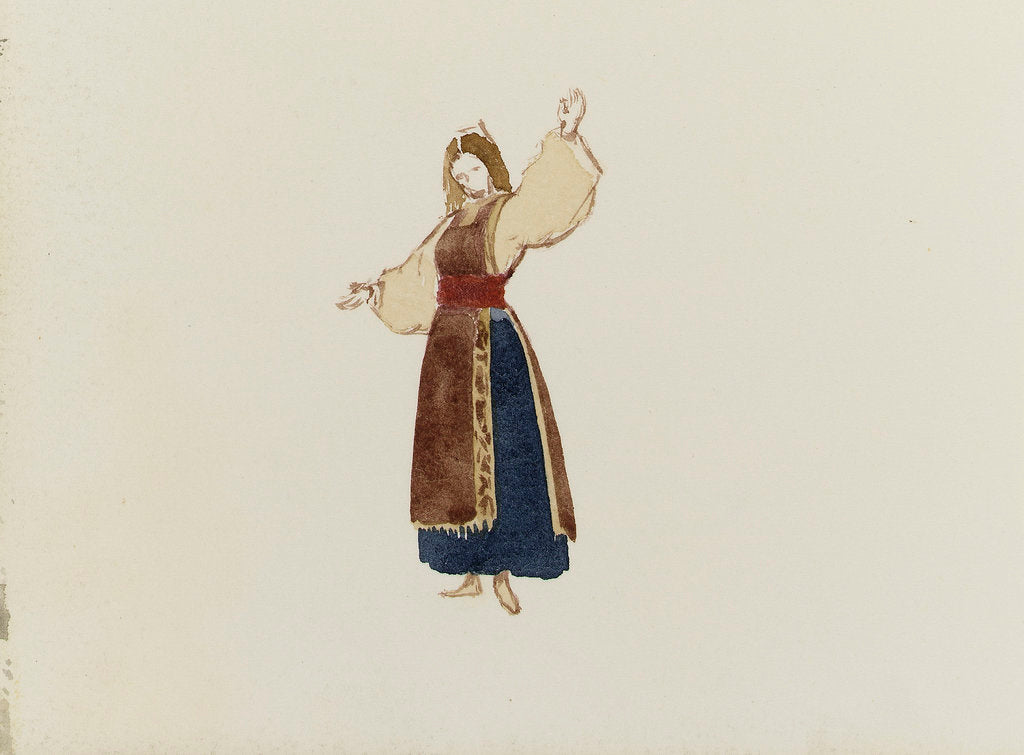 Detail of Sketch of a girl in traditional costume (inverted) by John Brett