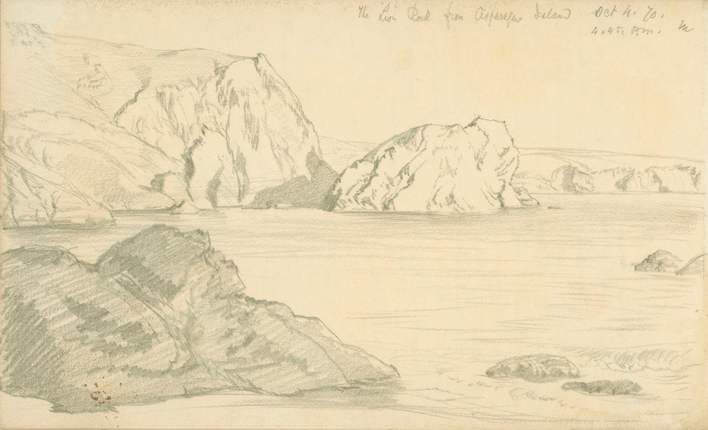 Detail of The Lion Rock from Aspasegas? Island, 4 October 1870 (on reverse) by John Brett