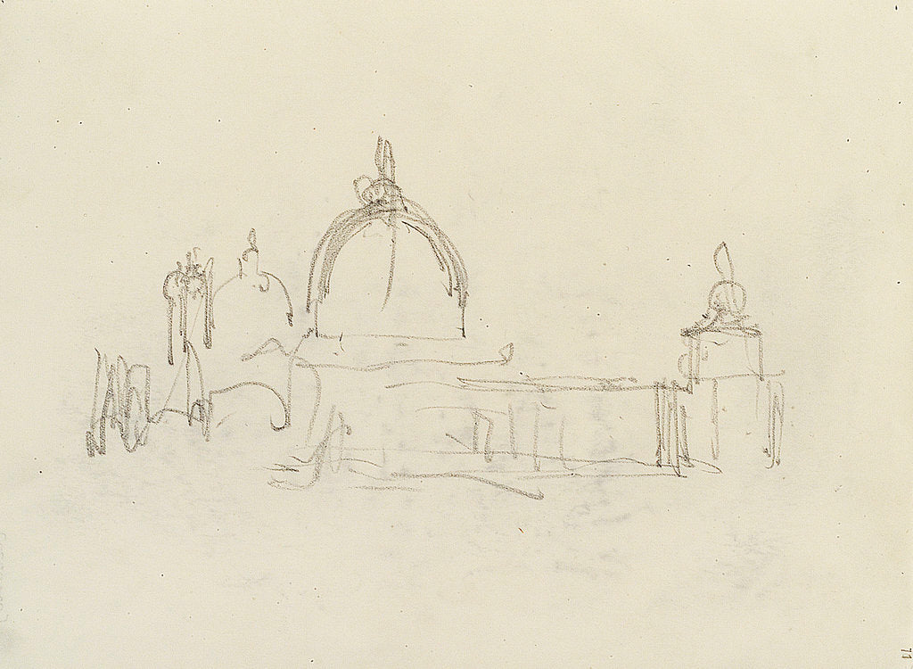 Detail of Slight sketch of Santa Maria della Salute and the Dogana, Venice by Nelson Dawson