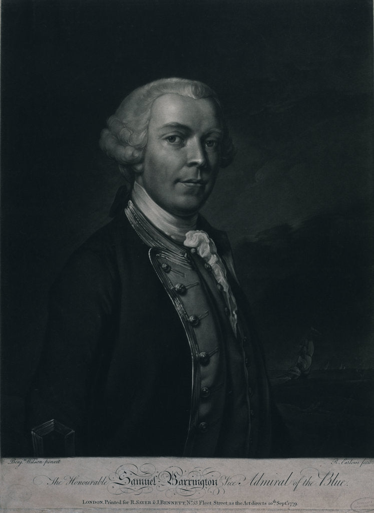 Detail of Vice Admiral of the Blue Samuel Barrington (1729-1800) by Benjamin Wilson