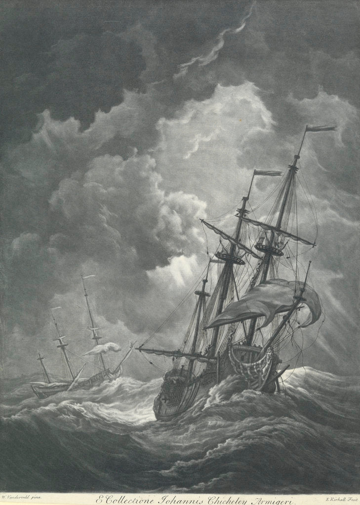 Detail of A ship scudding in a gale by Willem van de Velde the Elder