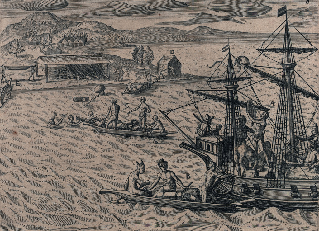 Detail of Voyage of the Dutch to the Gold Coast of Guinea, 1600 by Johannus Theodorus de Bry
