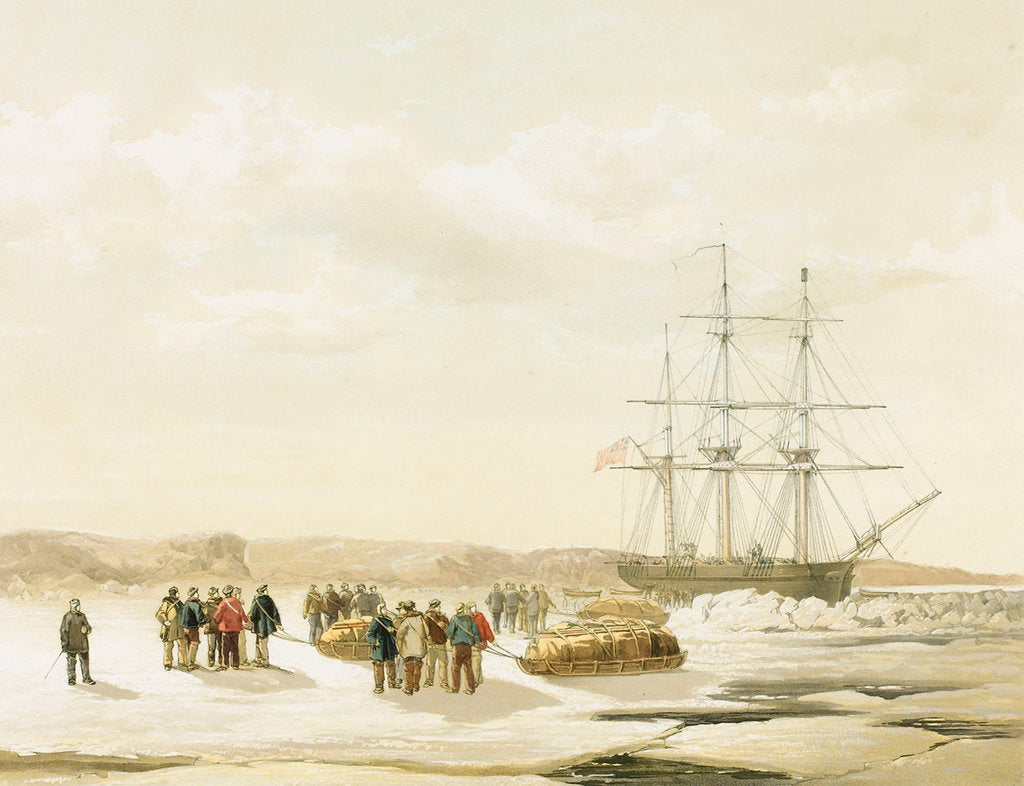 Detail of Sledge party leaving HMS 'Investigator' in Mercy Bay, under command of Lieutenant Gurney Cresswell, 15 April 1853 by S. Gurney Cresswell