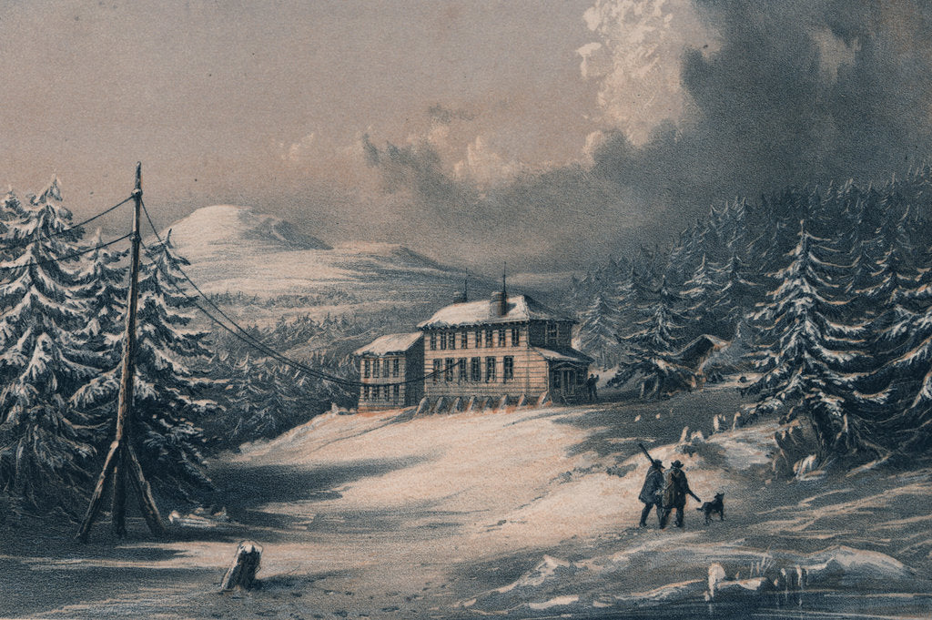 Detail of Trinity Bay, Newfoundland. Exterior view of Telegraph House in 1857-1858 by R. Dudley