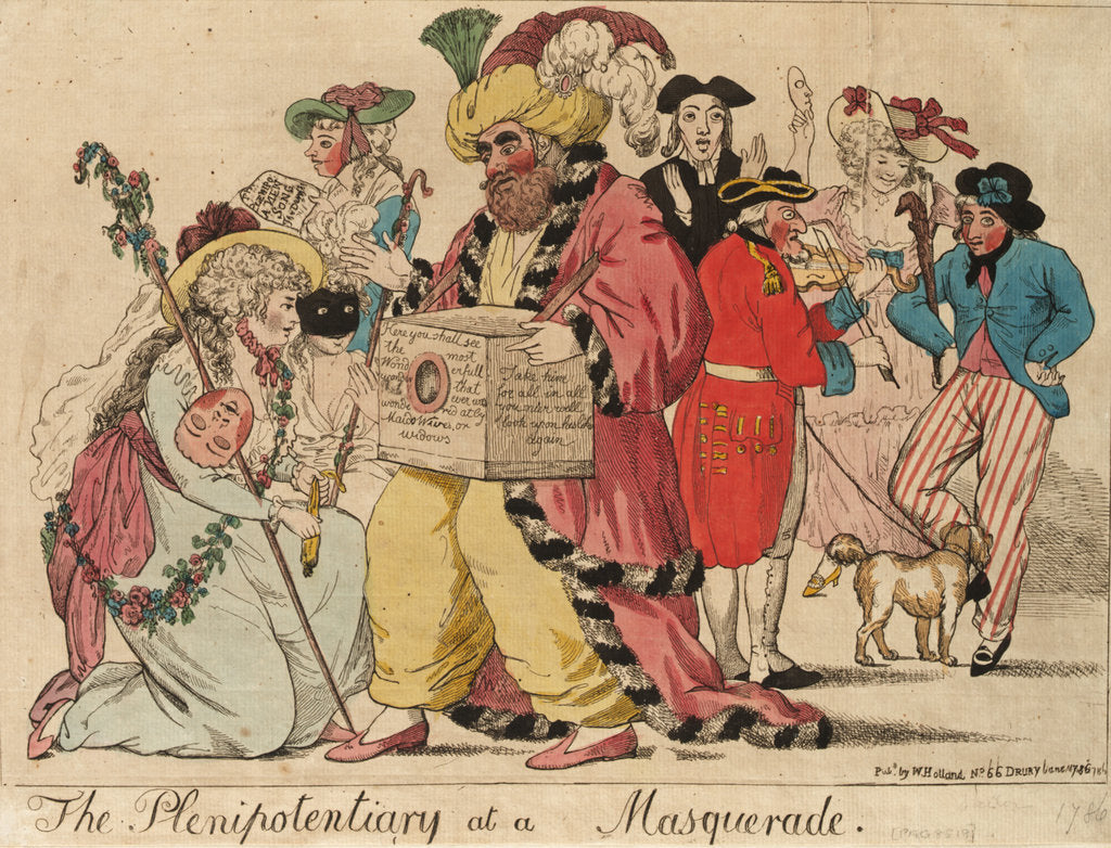 Detail of The Plenipotentiary at a Masquerade by Isaac Cruikshank