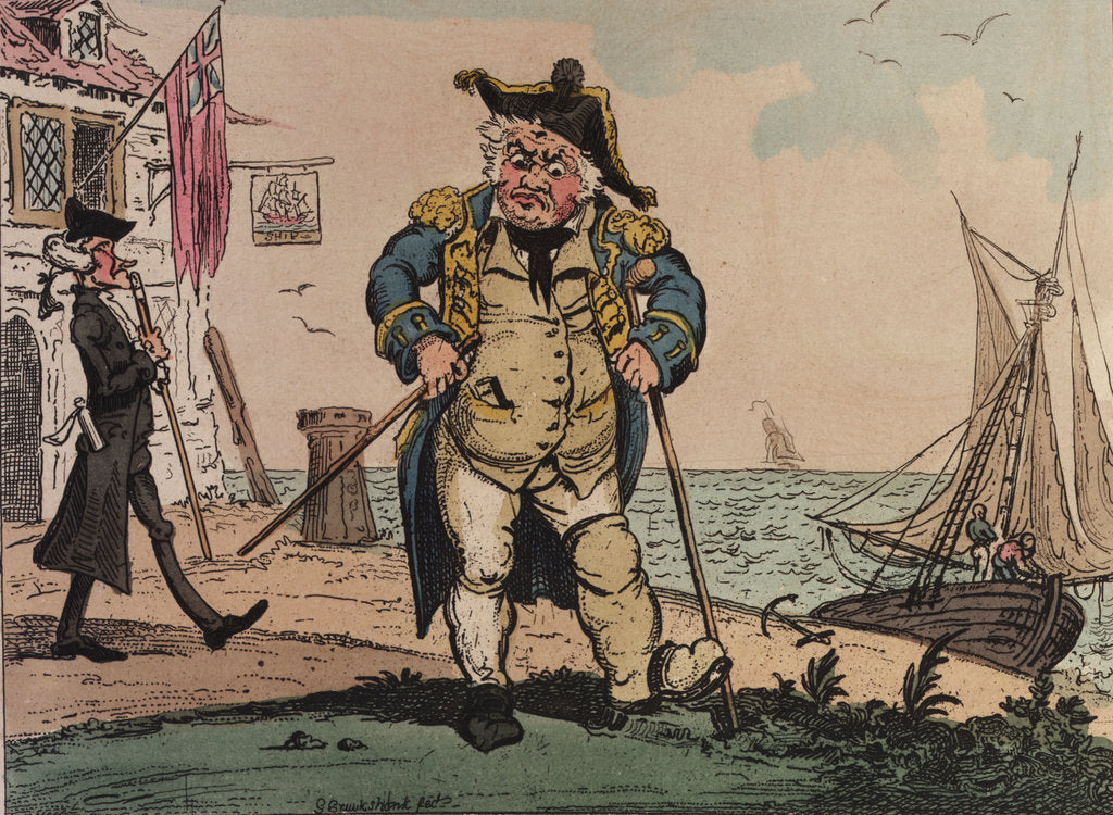 Detail of View of an admiral on crutches by George Cruikshank