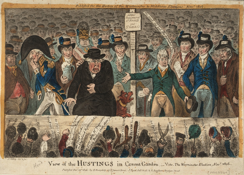 Detail of View of the Hustings in Covent Garden - Vide, The Westminster Election, Novr 1806 by James Gillray