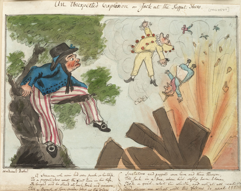 Detail of An Unexpected Explosion or Jack at the Puppet Shew by George M. Woodward