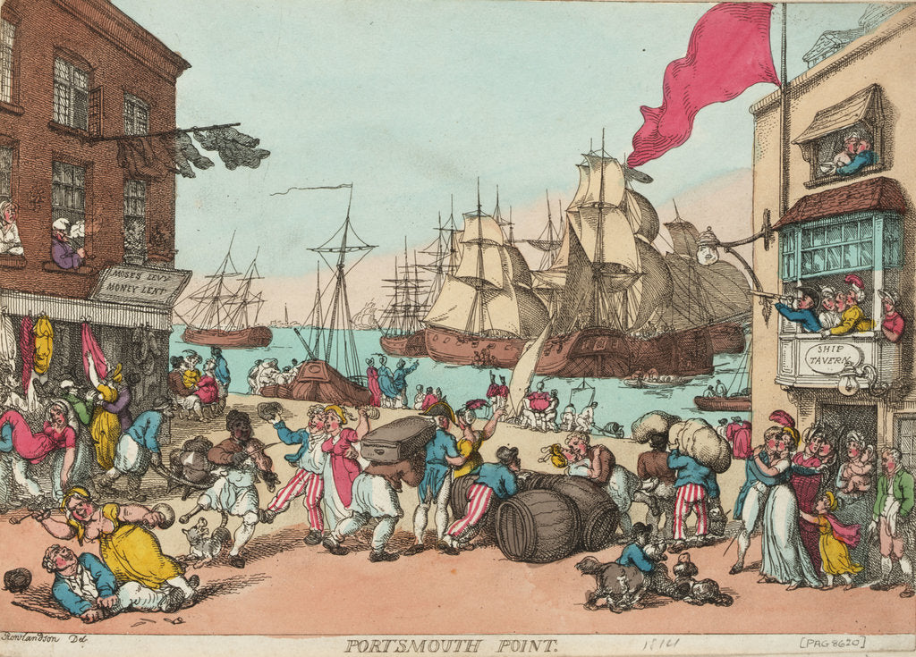 Detail of Portsmouth Point by Thomas Rowlandson