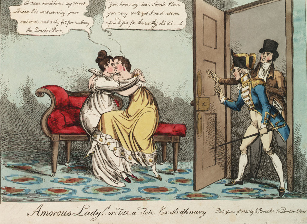 Detail of Amorous Ladys. or Tete - a - Tete Exstraohnary (Lady Strachan) by William Heath