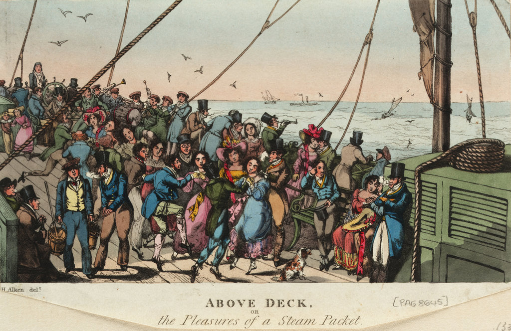 Detail of Above Deck, or the Pleasures of a steam packet by Henry Alken