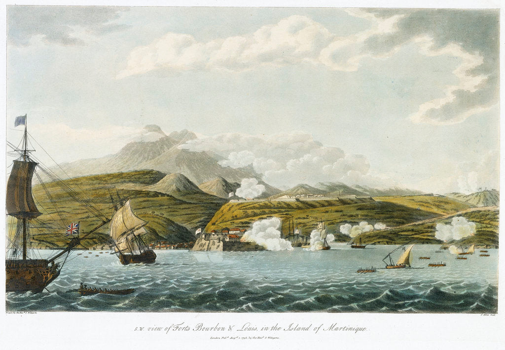 Detail of SW view of Forts Bourbon & Louis in the island of Martinique, 5 February - 22 March 1794 by C. Willyams