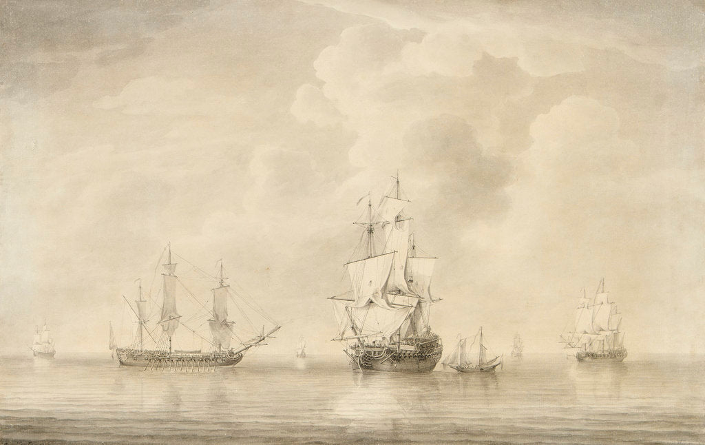 Detail of The taking of the 'Nuestra Senora de les Remedios' by the 'Prince Frederick', 'Duke' and 'Prince George' Privateers, 5 February 1746 by Charles Brooking