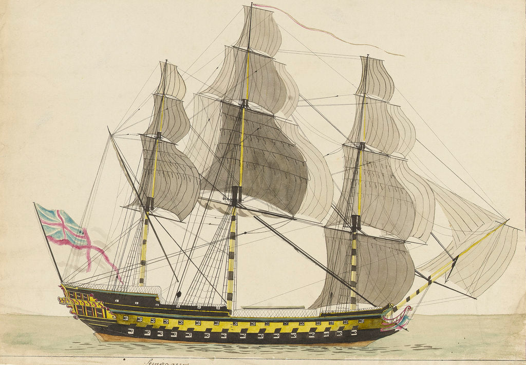 Detail of HMS 'Semiramis', built Deptford 1808 by unknown