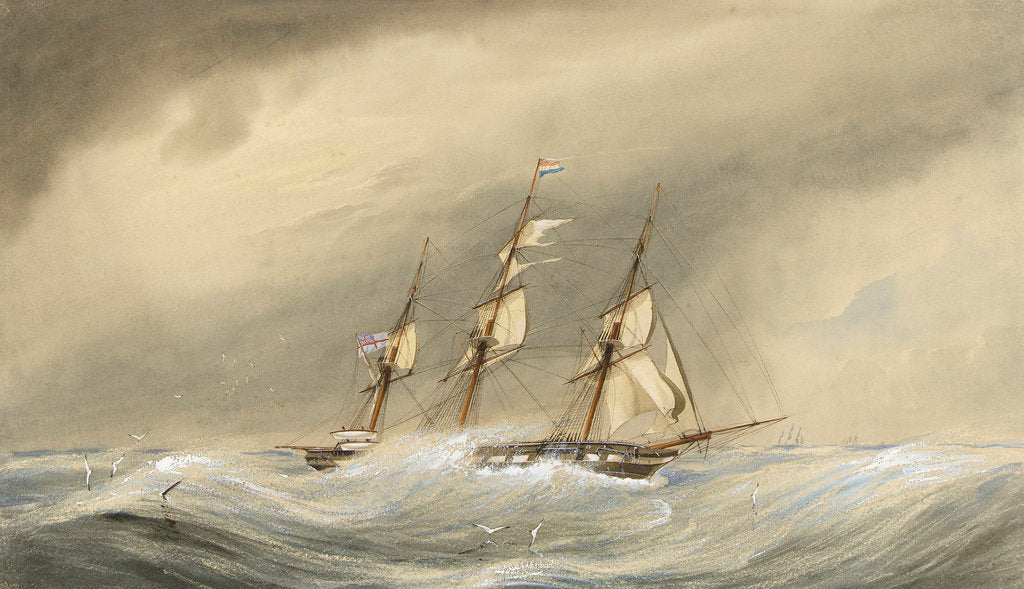 Detail of HMS 'Endymion' rounding the Horn in the first Flying Squadron, under Rear Admiral Geoffrey Phipps Hornby, 13 September 1870 by F. G. Innes Lillington