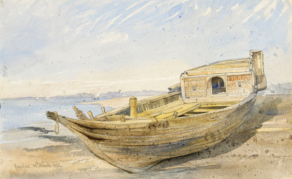 Detail of A river craft on shore at Boulac, 13 March 1855 by Frank Dillon