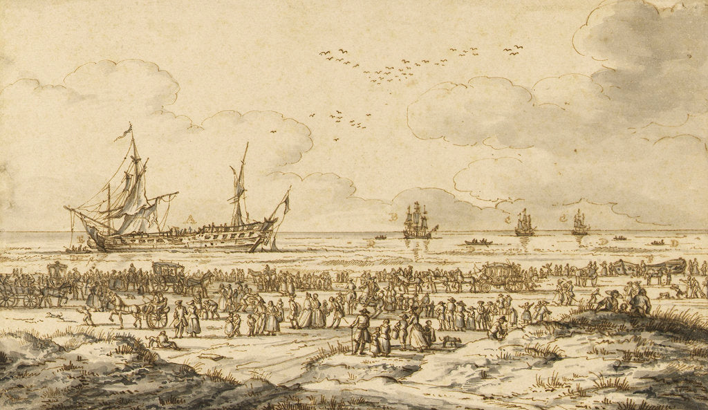 Detail of 'Felicitie' driven ashore at Scheveningen by the 'Richmond', 24 January 1761 by Paul Constantin La Fargue