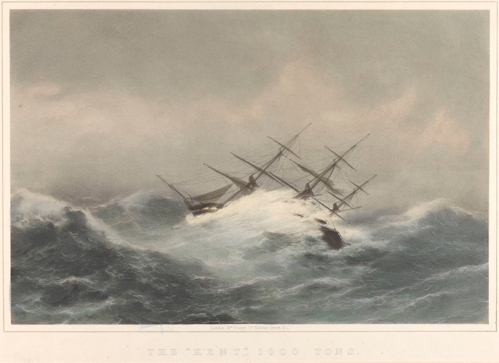 Detail of The 'Kent' (1853) 1000 Tons in a storm by William Foster