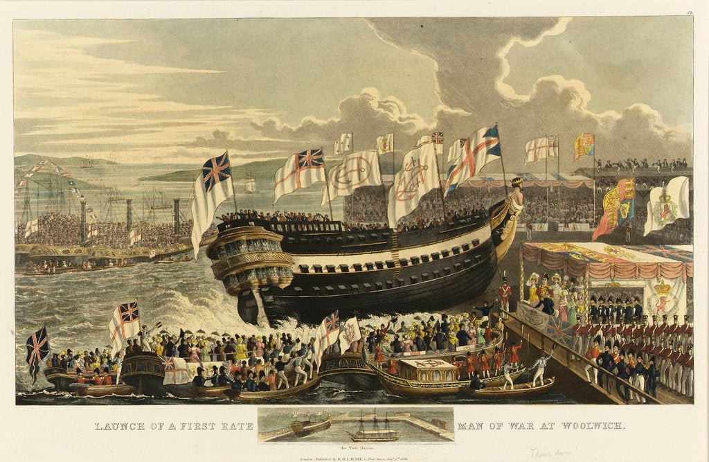 Detail of Launch of a first-rate man-of-war at Woolwich by Richard Holmes Laurie