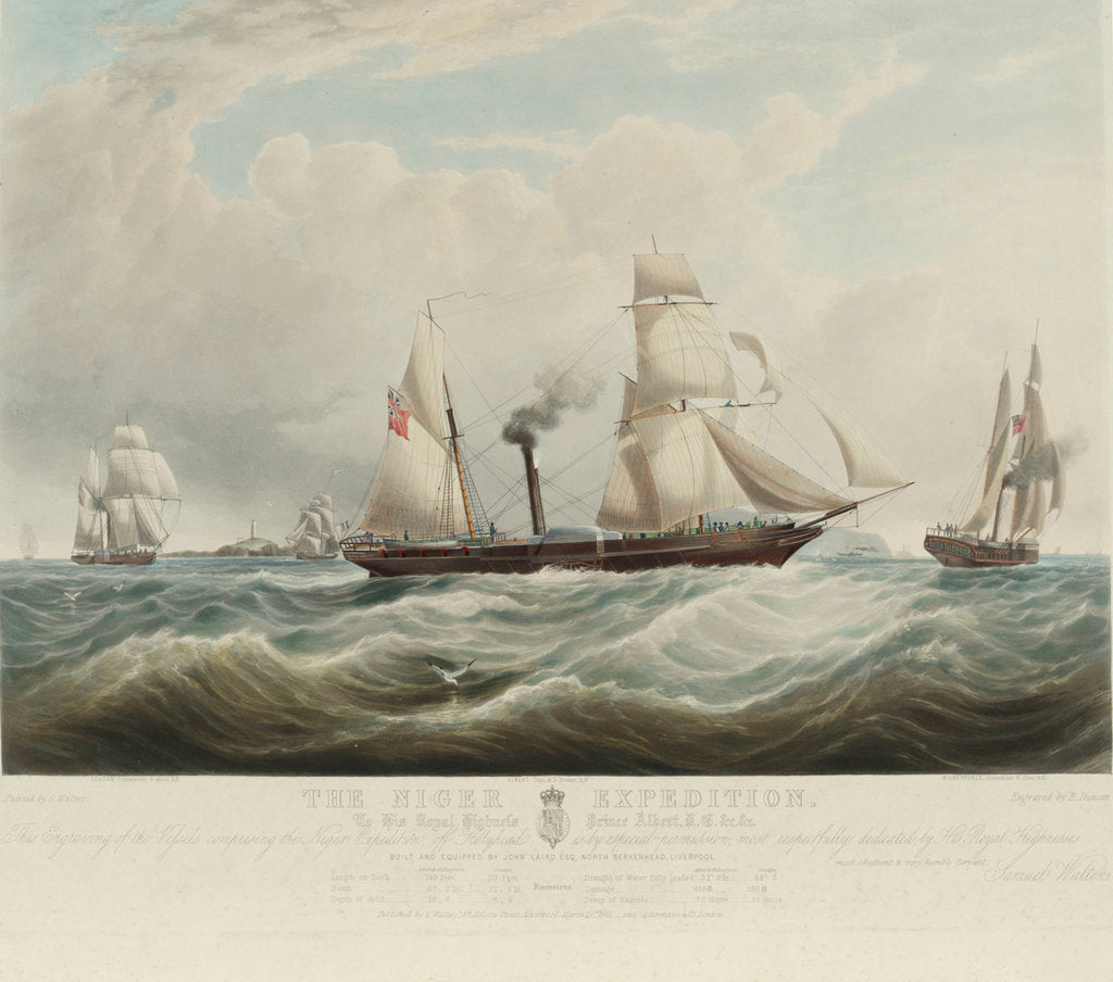 Detail of The Niger Expedition... off Holyhead... August-October 1841, HMS 'Albert', 'Sudan' and 'Wilberforce' by Samuel Walters