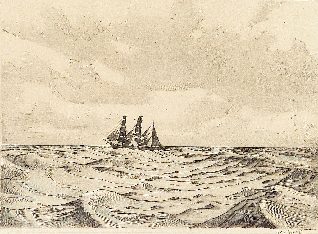 Detail of Three masted sailing vessel at sea (2) by John Everett