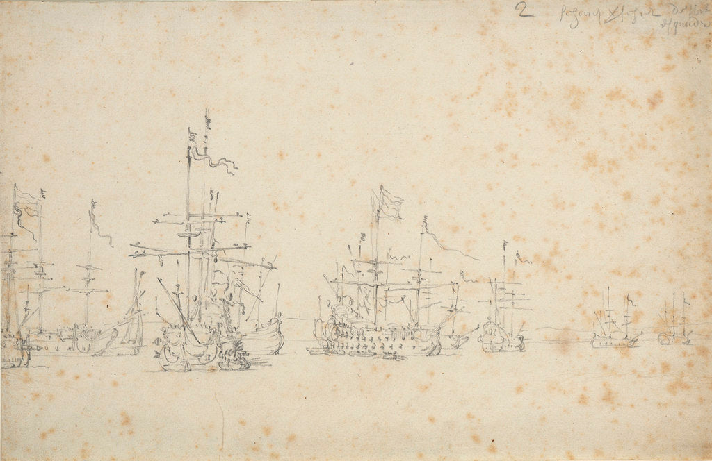 Detail of De With's squadron at anchor by Willem van de Velde the Elder