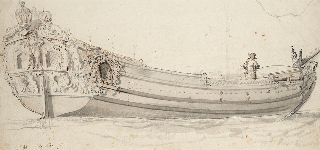Detail of Portrait of the 'Charles' (?), yacht by Willem Van de Velde the Younger