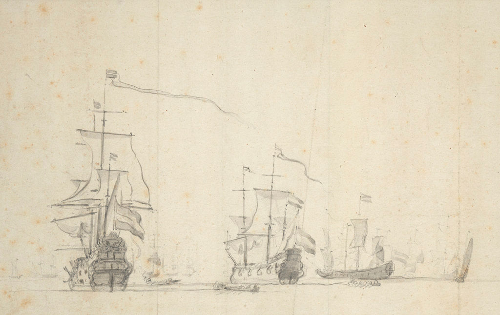 Detail of Dutch ships lying by by Willem van de Velde the Elder