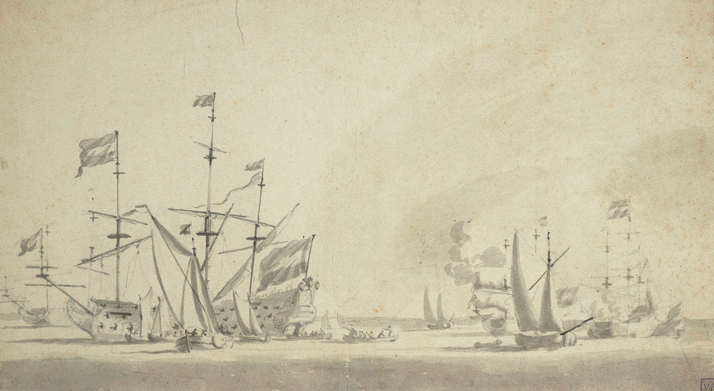 Detail of Dutch rear squadron at anchor by Willem van de Velde the Elder