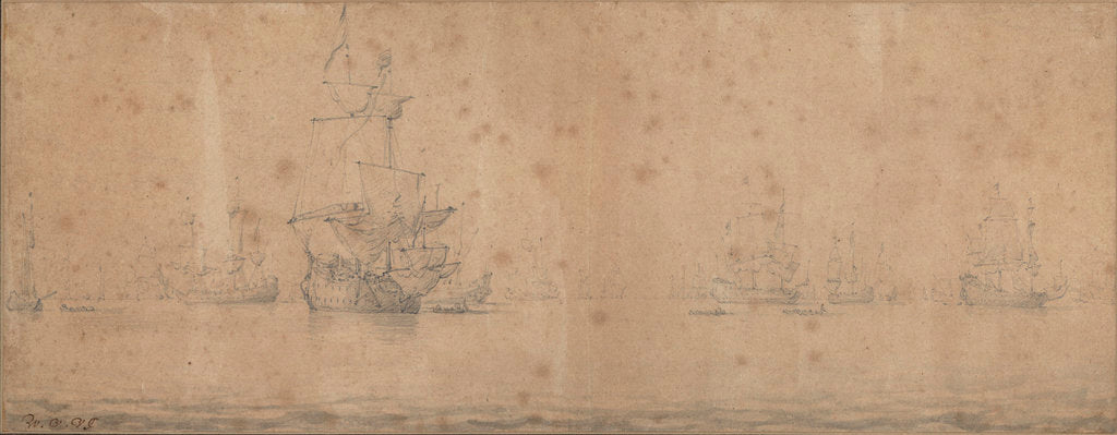 Detail of Dutch ships becalmed by Willem Van de Velde the Younger