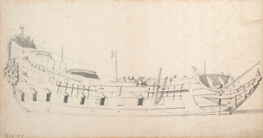 Detail of Portrait of a Dutch frigate by Willem Van de Velde the Younger