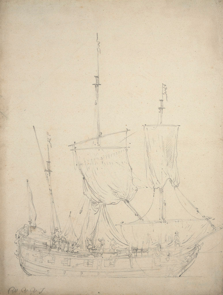 Detail of Portrait of a small Dutch frigate by Willem Van de Velde the Younger