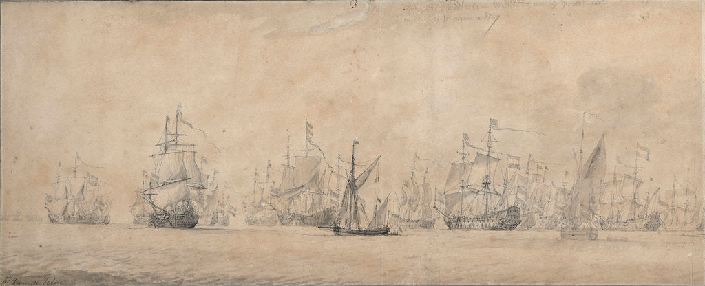 Detail of The Dutch fleet tacking by Willem van de Velde the Elder